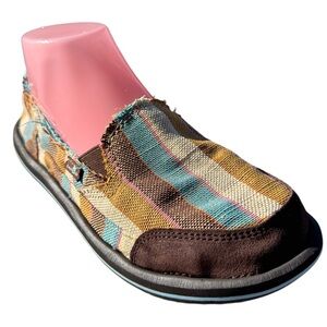 SANUK Donna Funk Slip On Casual Loafer Sidewalk Surfer Striped